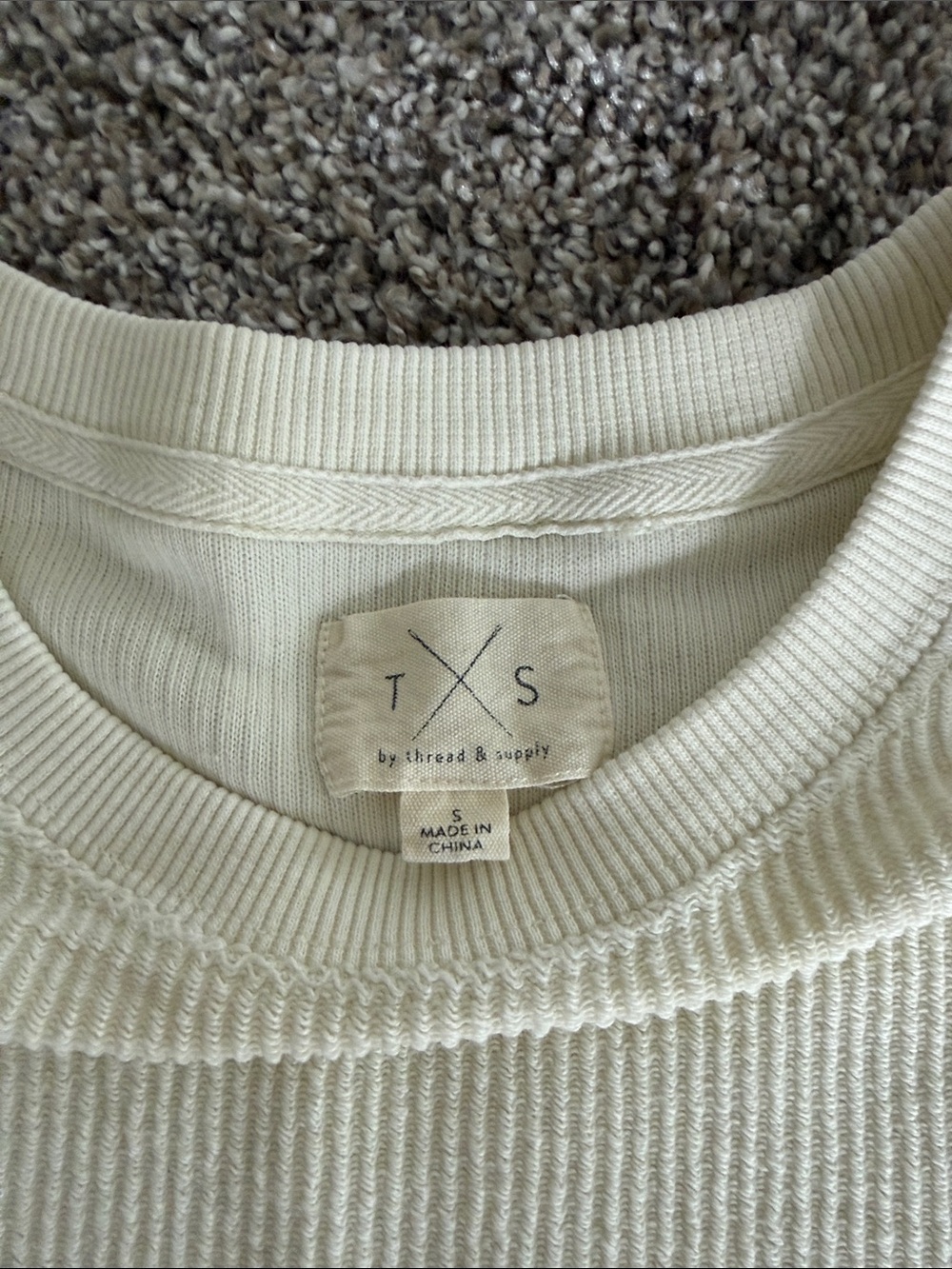Thread & Supply | Tops | Thread Supply Cream Waffle Crewneck With Red ...